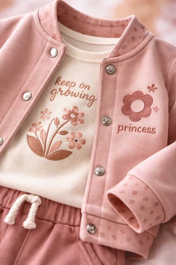 Kız Bebek Flowerprincess Yazili Kolej Ceketli 3 Parca Takim, rahat ve şık bebek giyim - Gorsel 3