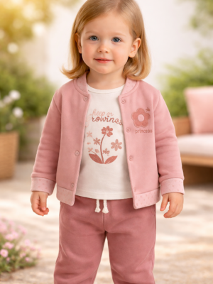 Kız Bebek Flowerprincess Yazili Kolej Ceketli 3 Parca Takim, rahat ve şık bebek giyim