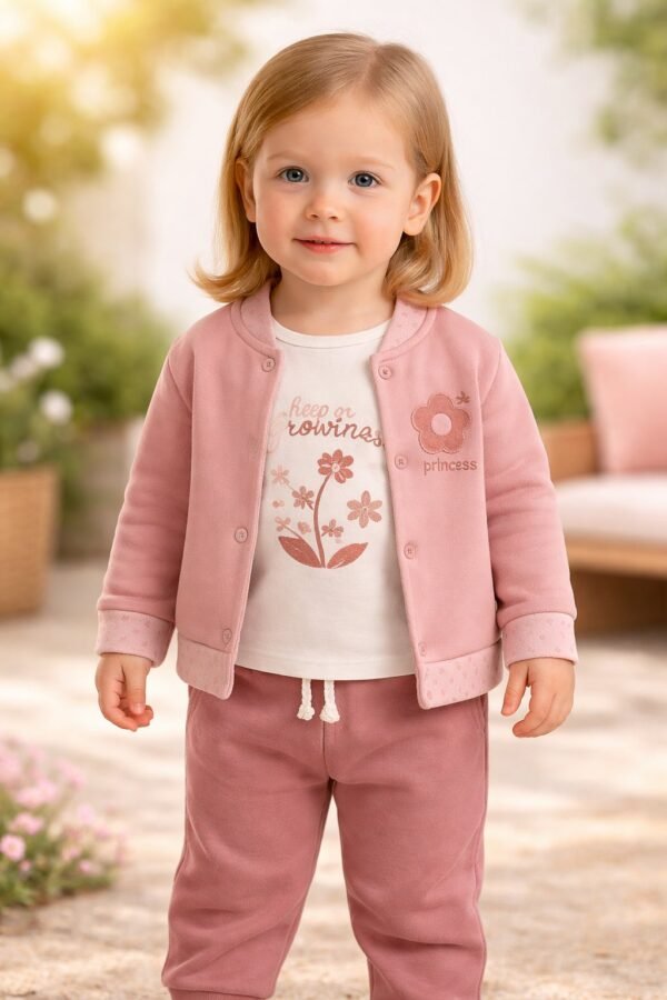 Kız Bebek Flowerprincess Yazili Kolej Ceketli 3 Parca Takim, rahat ve şık bebek giyim