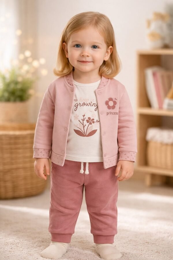 Kız Bebek Flowerprincess Yazili Kolej Ceketli 3 Parca Takim, rahat ve şık bebek giyim - Gorsel 2