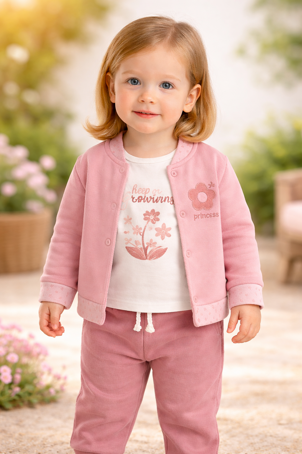 Kiz Bebek Flowerprincess Yazili Kolej Ceketli 3 Parca Takim