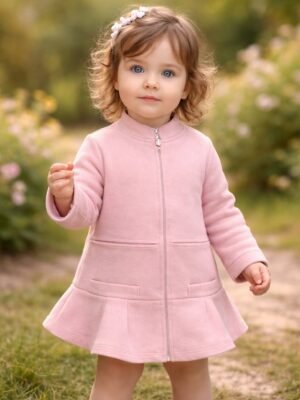 Kız Bebek Hırka Pembe Fermuarlı Günlük Kullanım Bebek Giyim