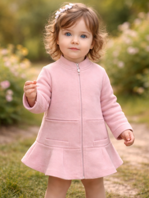 Kız Bebek Hırka Pembe Fermuarlı Günlük Kullanım Bebek Giyim