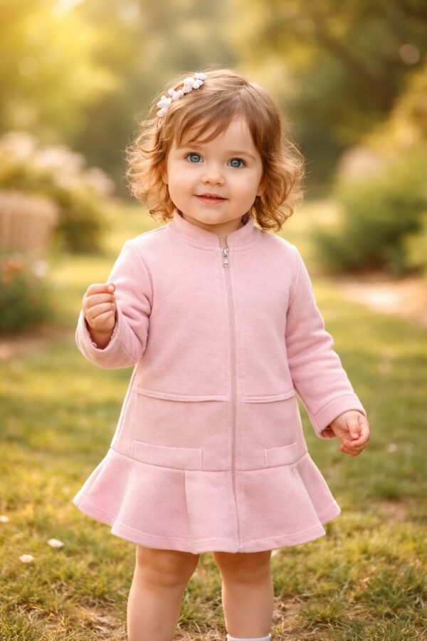 Kız Bebek Hırka Pembe Fermuarlı Günlük Kullanım Bebek Giyim - Gorsel 2