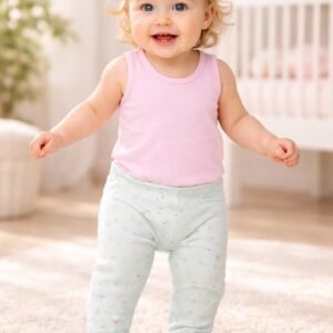 Kız Bebek Kalp Desenli Organik Pamuklu Yeşil Renk Patikli Tek Alt - 3 - 12 Ay - Pamuklu