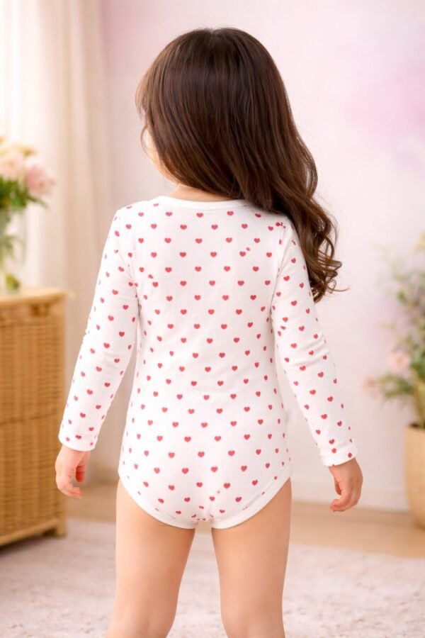 Kız Bebek Kalpli Uzun Kollu Pamuklu Çıtçıtlı Body, rahat ve pratik günlük kullanım - Gorsel 4