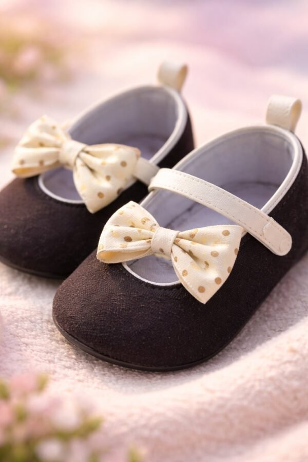 Kız Bebek Kurdelalı Babet kahverengi lacivert pembe renklerde rahat ve şık çocuk ayakkabısı - Gorsel 3