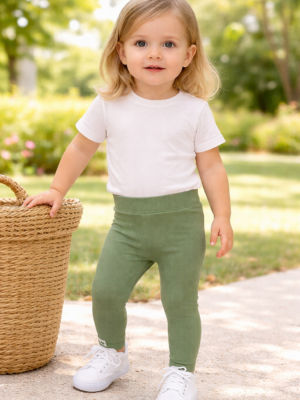 Kız Bebek Tayt Yeşil Renk Likralı Lastikli Bel Esnek 4-24 Ay