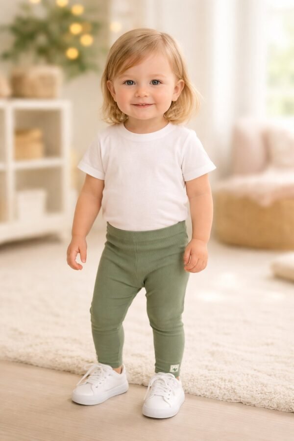 Kız Bebek Tayt Yeşil Renk Likralı Lastikli Bel Esnek 4-24 Ay - Gorsel 2