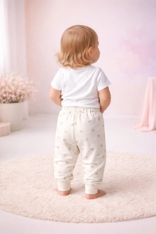 Kız Bebek Mantar Baskılı Beli Lastikli Ayaklı Tek Alt, Konforlu ve Yumuşak Kumaş - Gorsel 4