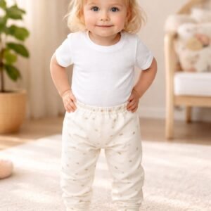 Kız Bebek Mantar Baskılı Beli Lastikli Ayaklı Tek Alt