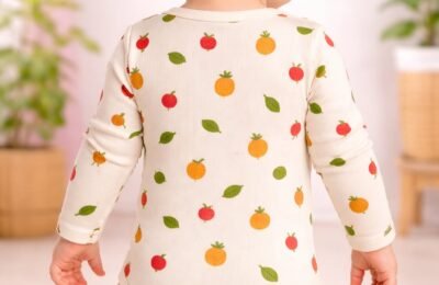 Kız Bebek Meyve Desenli Uzun Kollu Çıtçıtlı Body, rahat ve şık bebek giyim - Gorsel 4