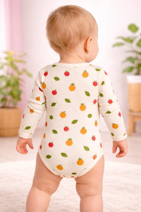 Kız Bebek Meyve Desenli Uzun Kollu Çıtçıtlı Body, rahat ve şık bebek giyim - Gorsel 4