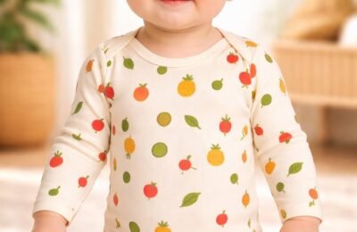 Kız Bebek Meyve Desenli Uzun Kollu Çıtçıtlı Body, rahat ve şık bebek giyim