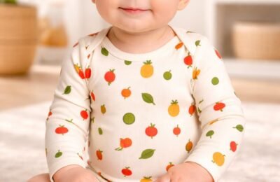 Kız Bebek Meyve Desenli Uzun Kollu Çıtçıtlı Body, rahat ve şık bebek giyim - Gorsel 2