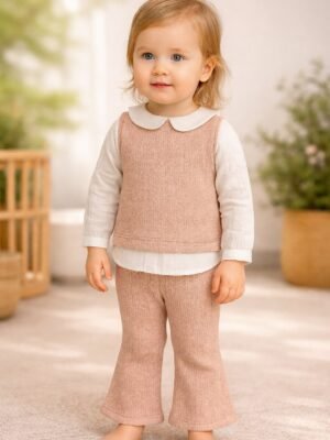 Kız Bebek Simli Müslin Gömlekli Pantolon Takımı, Bebek Giyim, Rahat ve Şık