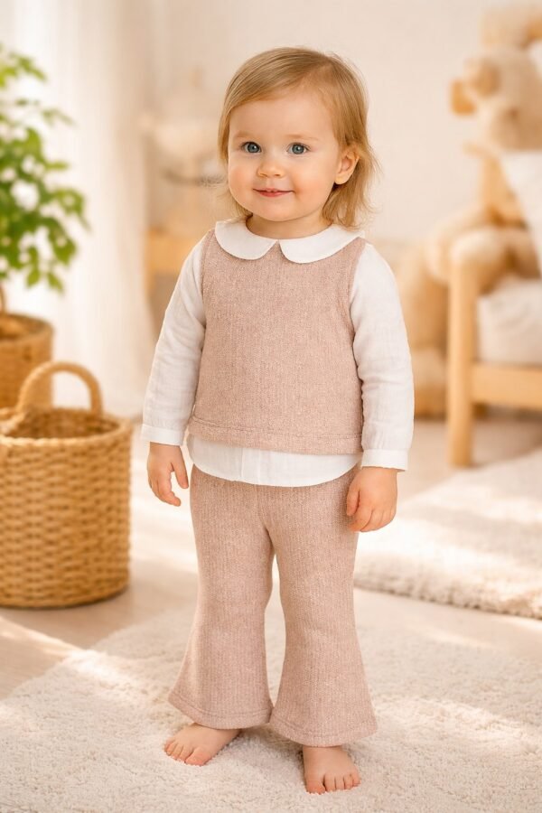 Kız Bebek Simli Müslin Gömlekli Pantolon Takımı, Bebek Giyim, Rahat ve Şık - Gorsel 2