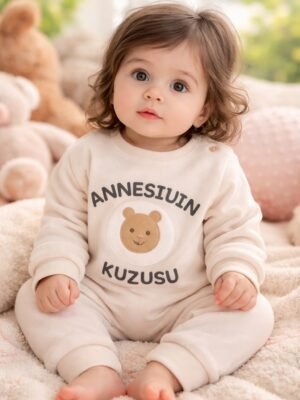 Kız Bebek Tulum Krem Renkli ve Rahat Beden Seçenekleri ile