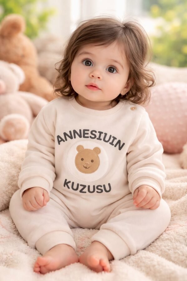 Kız Bebek Tulum Krem Renkli ve Rahat Beden Seçenekleri ile