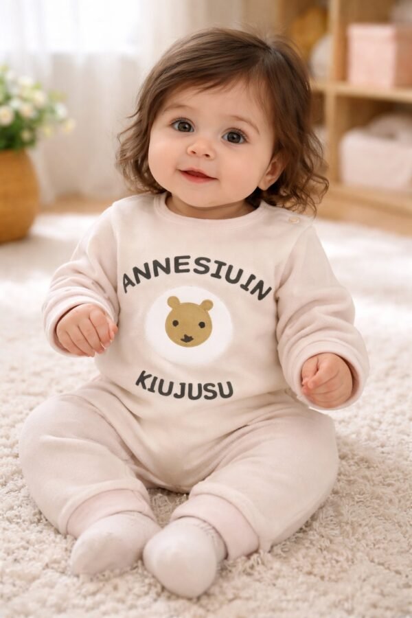 Kız Bebek Tulum Krem Renkli ve Rahat Beden Seçenekleri ile - Gorsel 2