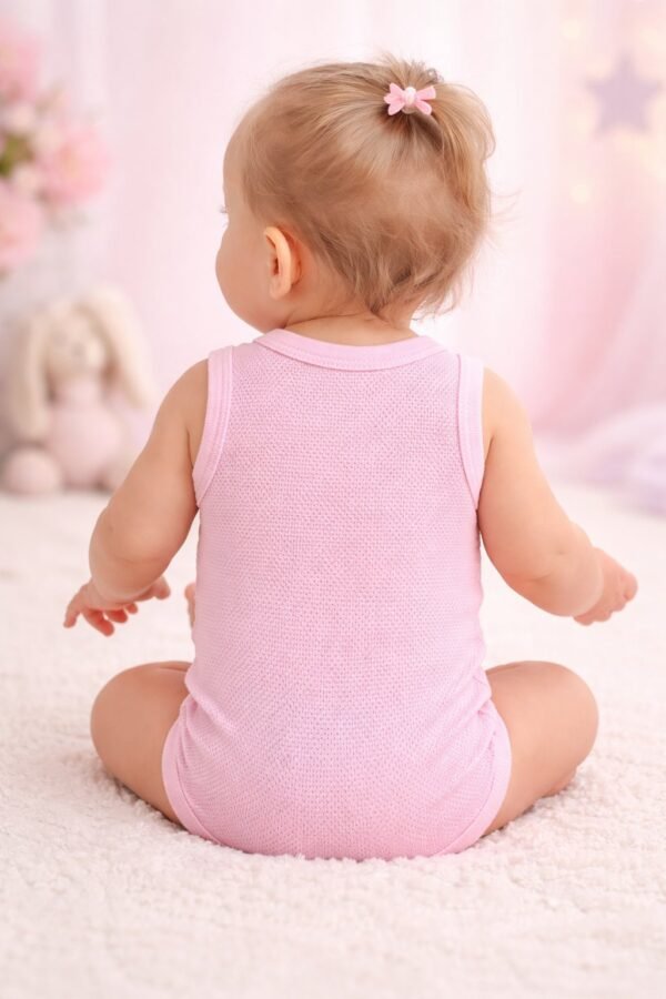 Kız Bebek Zıbın Sıfır Kol Çıtçıtlı Bebek Body 1-9 Ay rahat ve dayanıklı - Gorsel 4