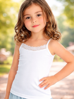 Kız Çocuk Askılı Atlet Beyaz 2-3 Yaş Günlük Konforlu Giyim