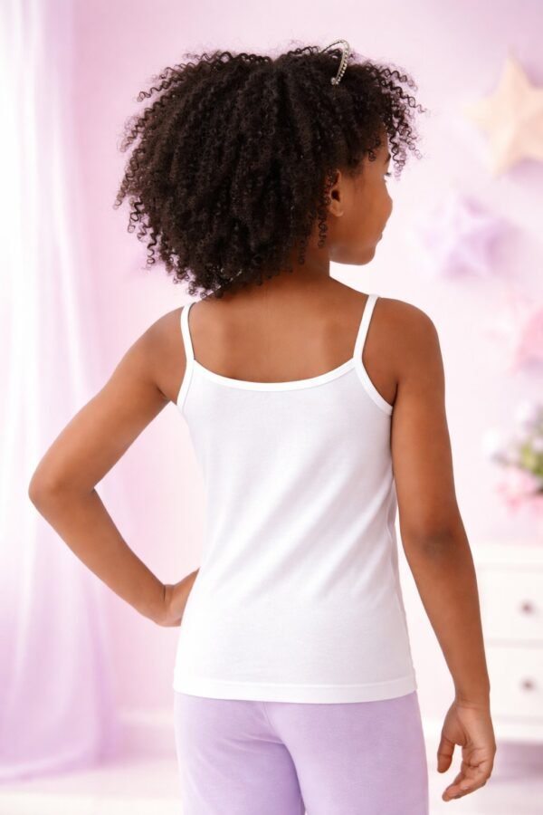 Beyaz renkli kız çocuk askılı atlet, 6-11 yaş, rahat ve şık iç giyim - Gorsel 4