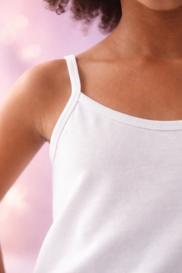 Beyaz renkli kız çocuk askılı atlet, 6-11 yaş, rahat ve şık iç giyim - Gorsel 3