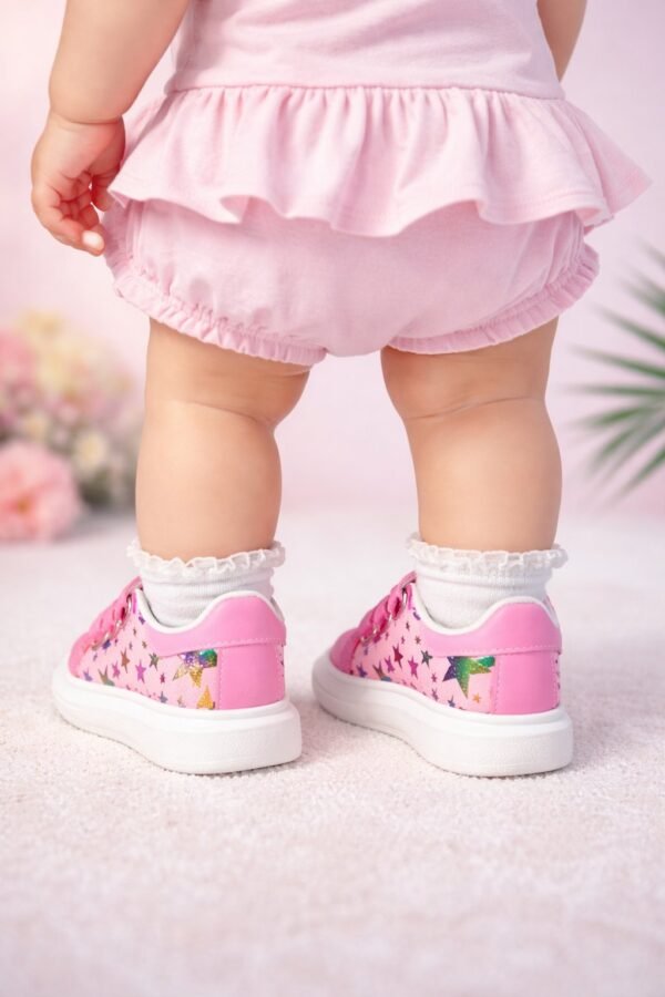 Kız Çocuk Spor Ayakkabı Kırmızı Pembe Renkli Baskılı Kaymaz Taban - Gorsel 4