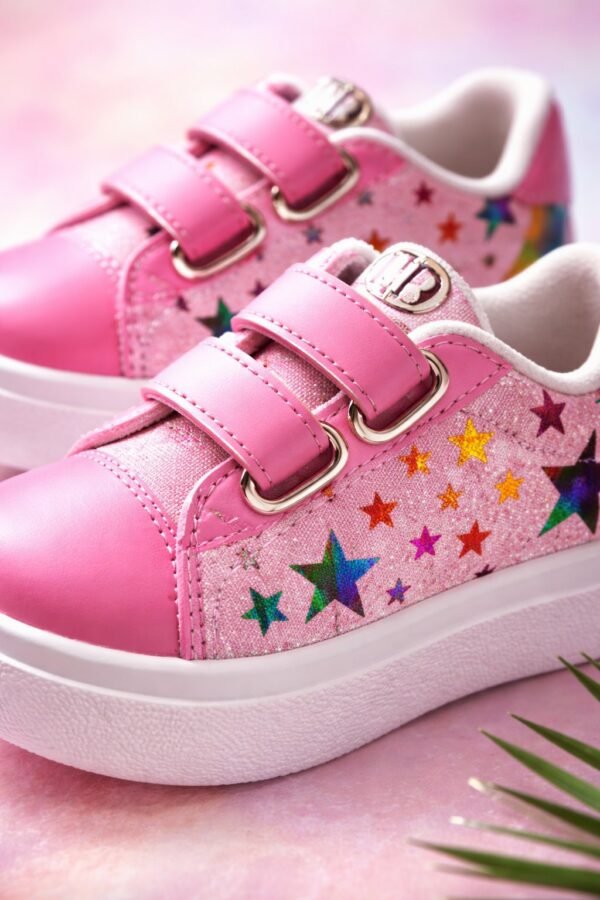 Kız Çocuk Spor Ayakkabı Kırmızı Pembe Renkli Baskılı Kaymaz Taban - Gorsel 3