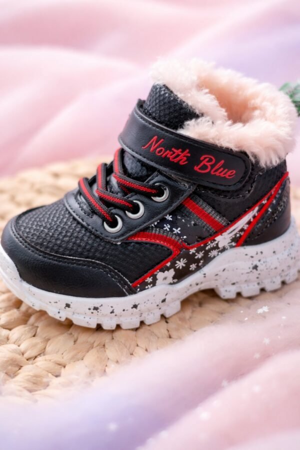 Kız Çocuk Ayakkabı Su Geçirmez Yünlü İç Kaymaz Tabanlı Lacivert Siyah Renkli - Gorsel 3