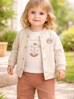 Kız Çocuk Bron To Be Yazılı Kolej Ceketli 3 Parça Takım, Kız Giyim, Vizon Renkli