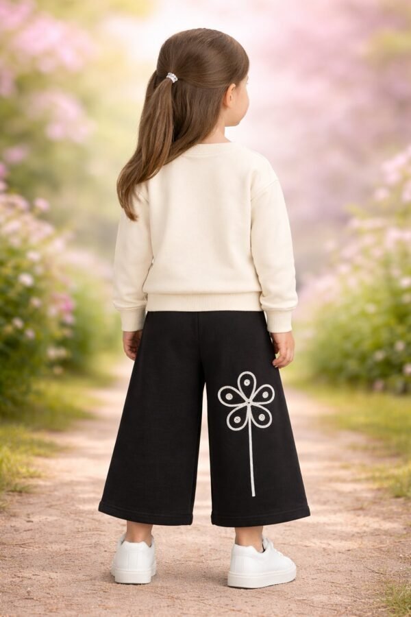 Kız Çocuk Çiçek İşlemeli Uzun Kollu Takım, Kız Giyim, Renkli ve Rahat - Gorsel 4