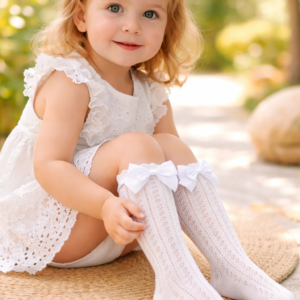 Kız Çocuk Fiyonklu Golf File Çorap, rahat ve şık bebek çorapları, çeşitli renklerde