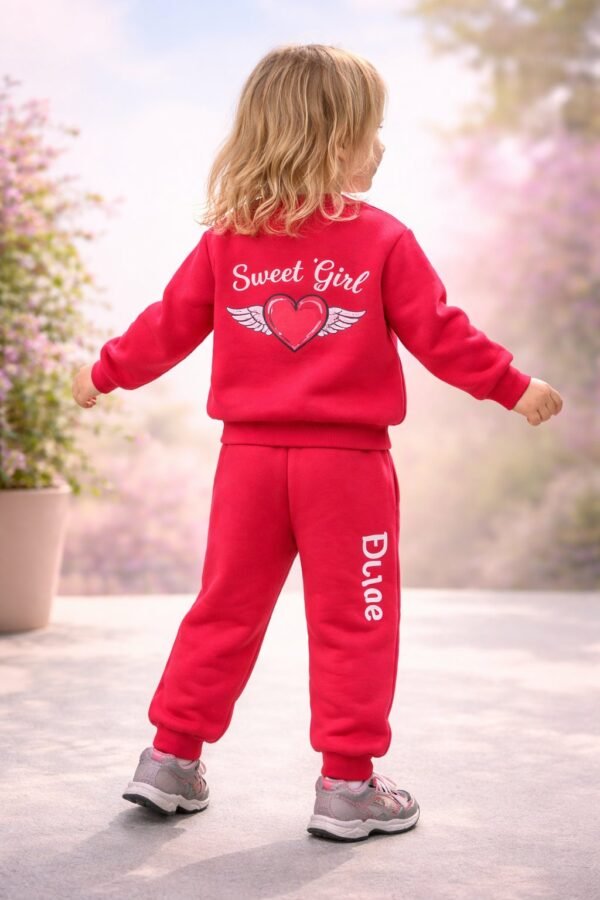Fuşya renkli kız çocuk takım seti 2-5 yaş sweat ve eşofman altı rahat ve dayanıklı - Gorsel 4