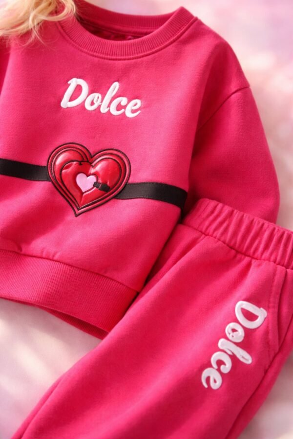 Fuşya renkli kız çocuk takım seti 2-5 yaş sweat ve eşofman altı rahat ve dayanıklı - Gorsel 3