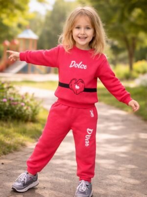 Fuşya renkli kız çocuk takım seti 2-5 yaş sweat ve eşofman altı rahat ve dayanıklı