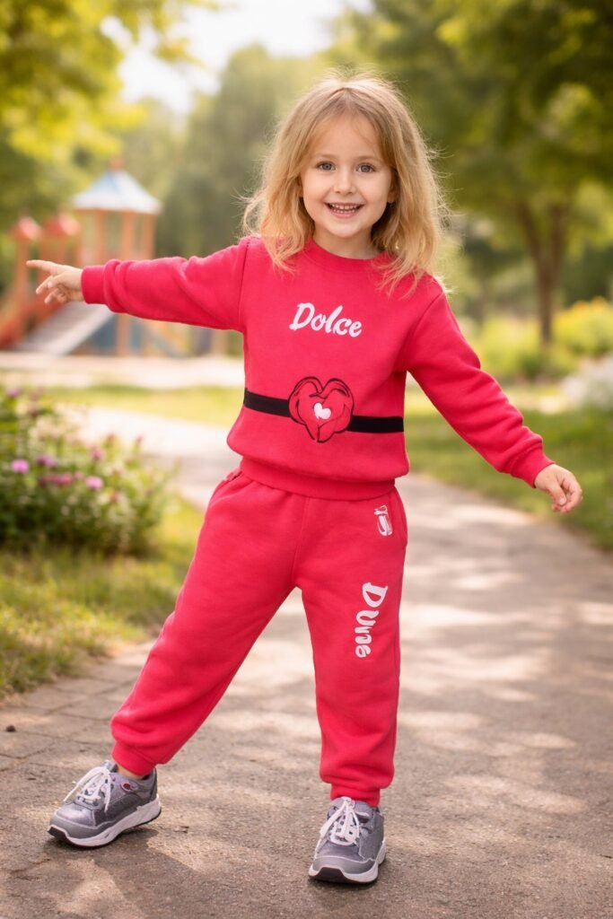 Fuşya renkli kız çocuk takım seti 2-5 yaş sweat ve eşofman altı rahat ve dayanıklı