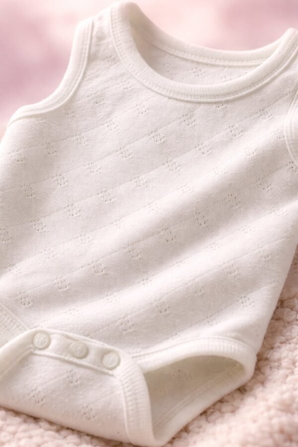 Kız Çocuk Baklava Desenli Sıfır Kollu Pamuklu Badı, Bebek Giyim, Yumuşak ve Rahat - Gorsel 3