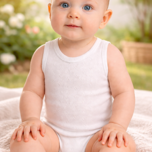 Kız Çocuk Baklava Desenli Sıfır Kollu Pamuklu Badı, Bebek Giyim, Rahat ve Şık Tasarım