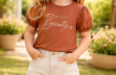 Kız Çocuk Kot Takım Kahve Krem Yazlık Günlük Giyim, rahat ve şık günlük kıyafet