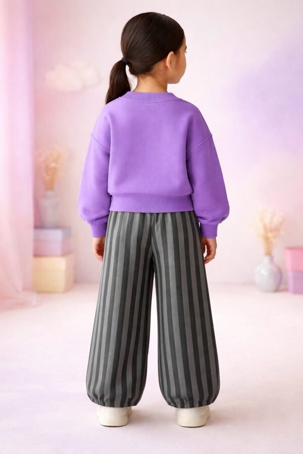 Kız Çocuk Kuromi Baskılı Çizgili Takım, Günlük Giyim, Rahat ve Dayanıklı - Gorsel 4