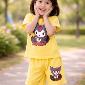 Kız Çocuk Kuromi Baskılı Kısa Kollu Şort Takım