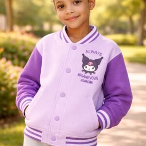 Kız Çocuk Kuromi Baskılı Kolej Ceket Mor Renkli Rahat ve Şık