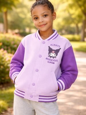 Kız Çocuk Kuromi Baskılı Kolej Ceket Mor Renkli Rahat ve Şık