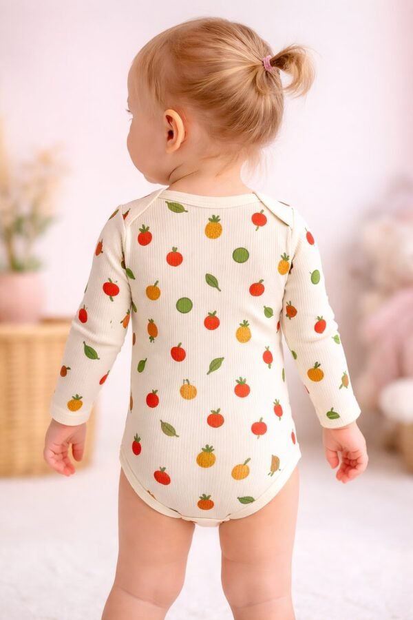 Kız Çocuk Meyve Desenli Uzun Kollu Çıtçıtlı Bady, rahat ve şık tasarım, hareket özgürlüğü - Gorsel 4