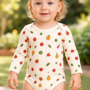 Kız Çocuk Meyve Desenli Uzun Kollu Çıtçıtlı Bady, rahat ve şık tasarım, hareket özgürlüğü