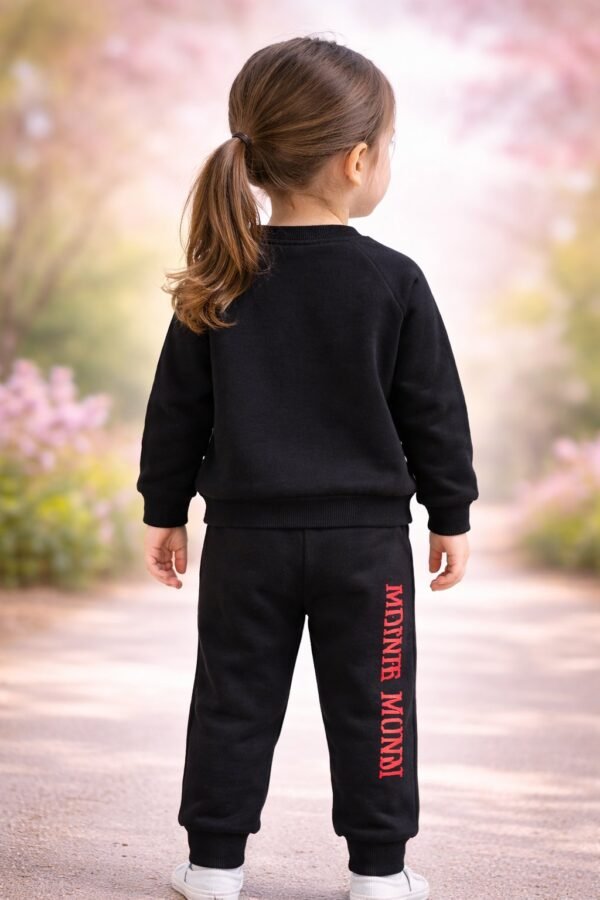 Kız Çocuk Mickey Mouse Baskılı Siyah Eşofman Takımı, rahat ve şık çocuk giyim - Gorsel 2