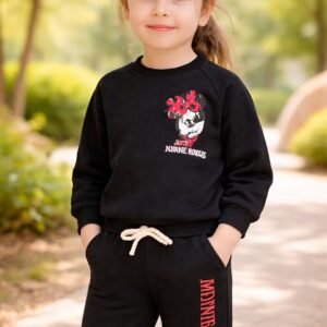 Kız Çocuk Mickey Mouse Baskılı Siyah Eşofman Takımı, rahat ve şık çocuk giyim