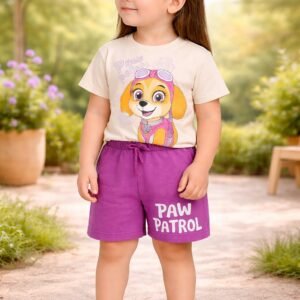 Kız Çocuk Paw Petrol Baskılı Kısa Kollu Şortlu Takım
